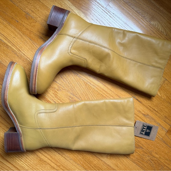 NWT Frye Camryn Leather Tall Boots in banana - Picture 8 of 13